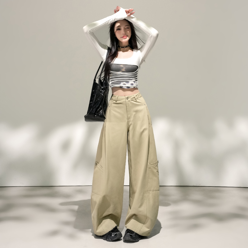 Slim high waist work clothing wide leg loose casual pants