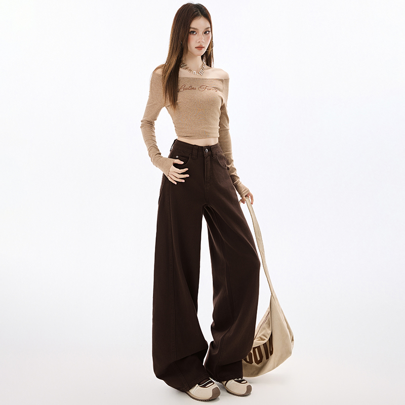 Wide leg spring and summer jeans mopping American style pants