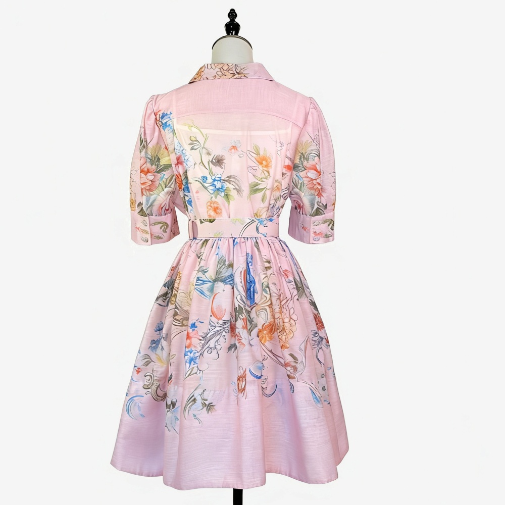 Short retro puff sleeve short sleeve dress 2pcs set for women