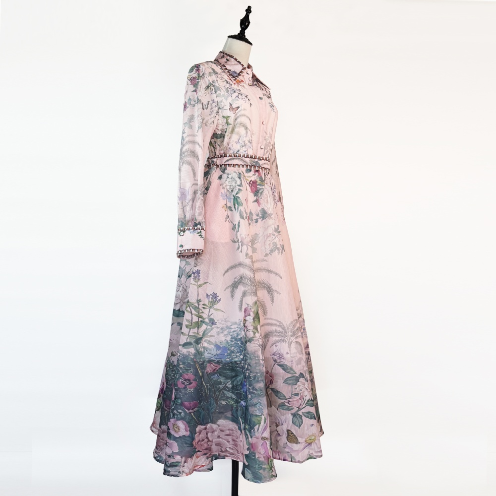 Lapel long dress France style shirt 3pcs set