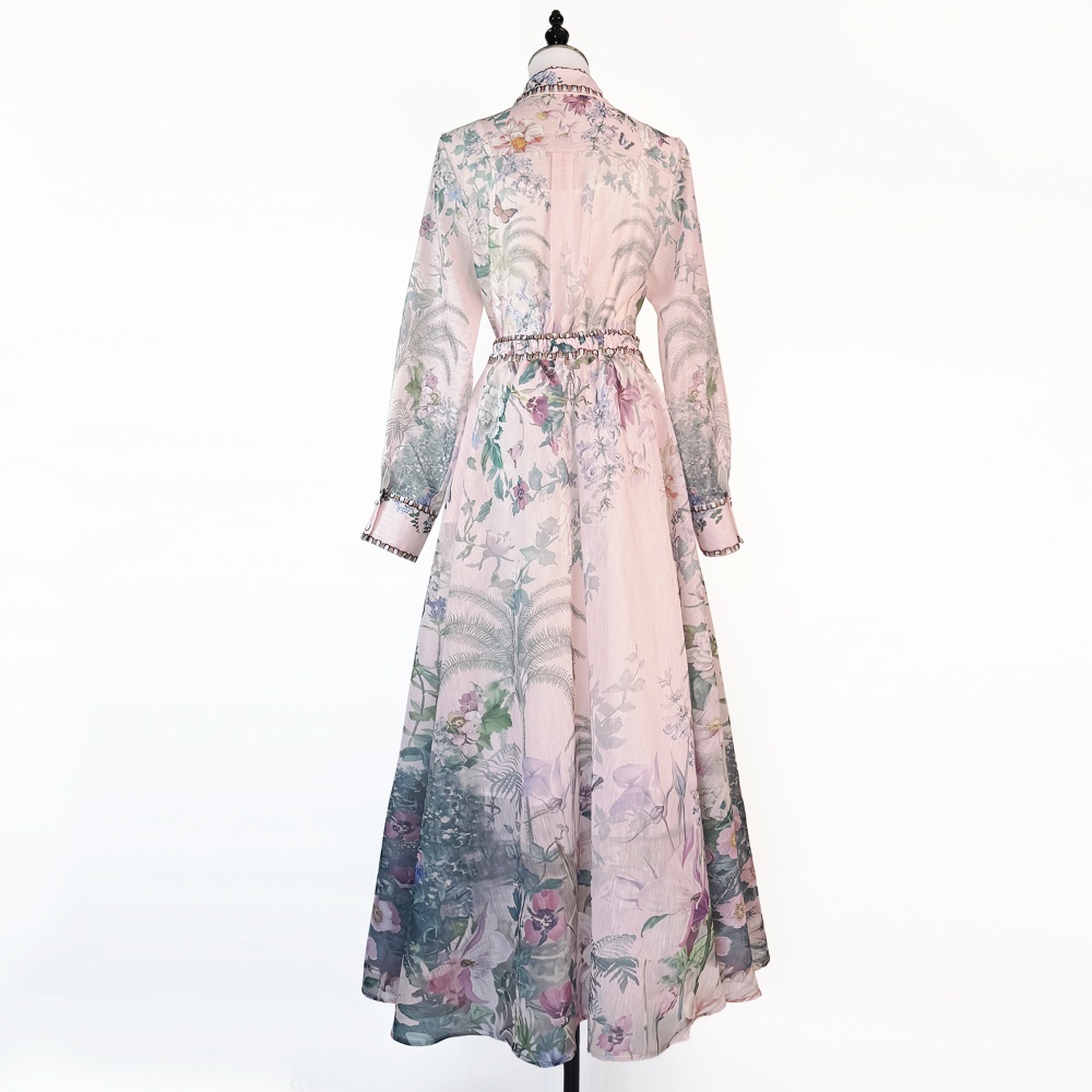 Lapel long dress France style shirt 3pcs set