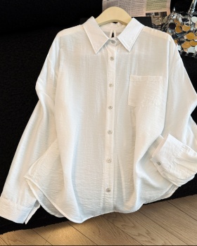 Pinched waist long shirt frenum split coat for women