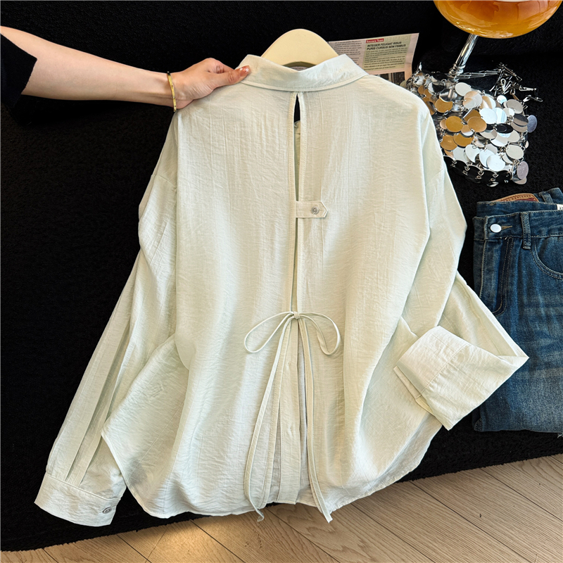 Pinched waist long shirt frenum split coat for women