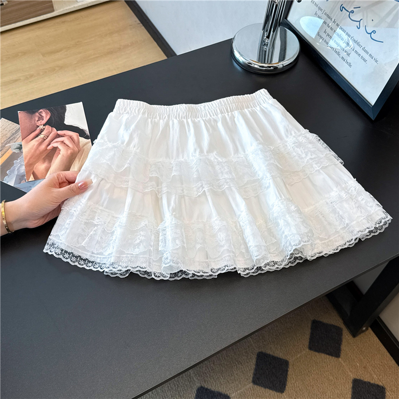 Summer A-line cake white splice fashion skirt for women