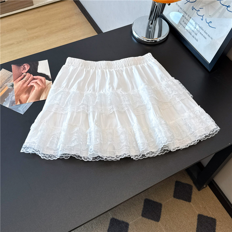 Summer A-line cake white splice fashion skirt for women