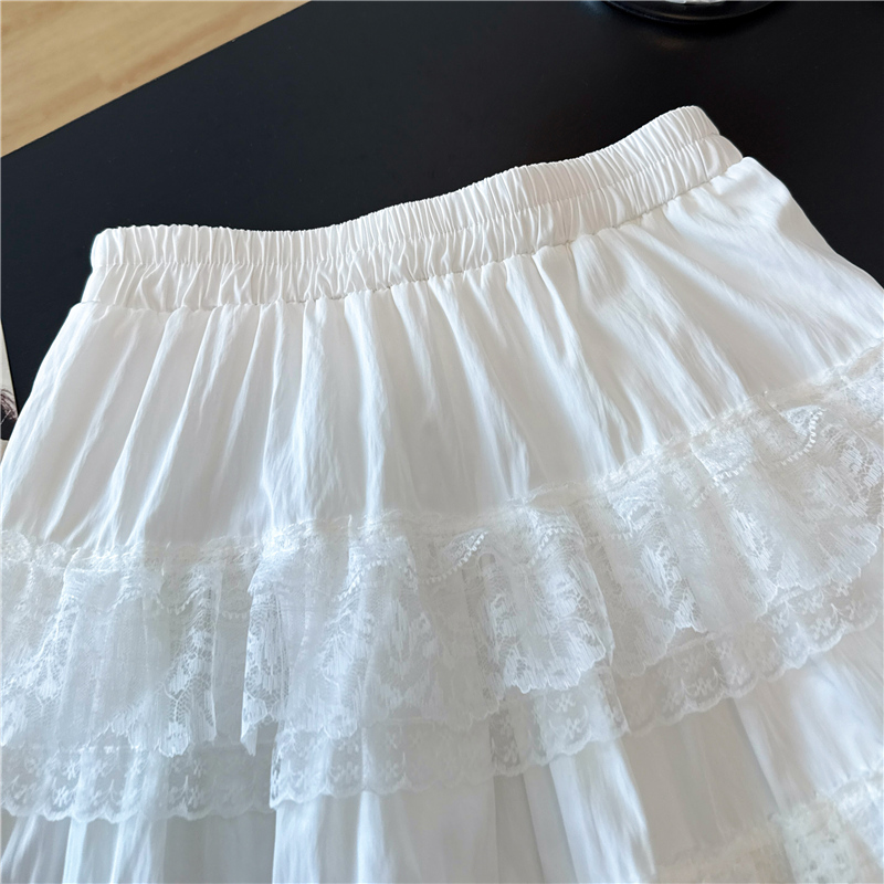 Summer A-line cake white splice fashion skirt for women