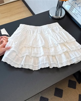 Cake white summer A-line high waist skirt