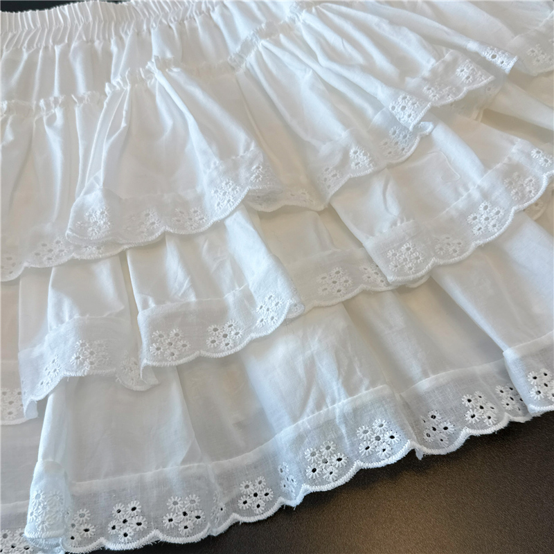 Cake white summer A-line high waist skirt