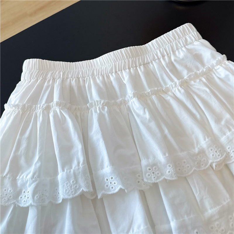 Cake white summer A-line high waist skirt
