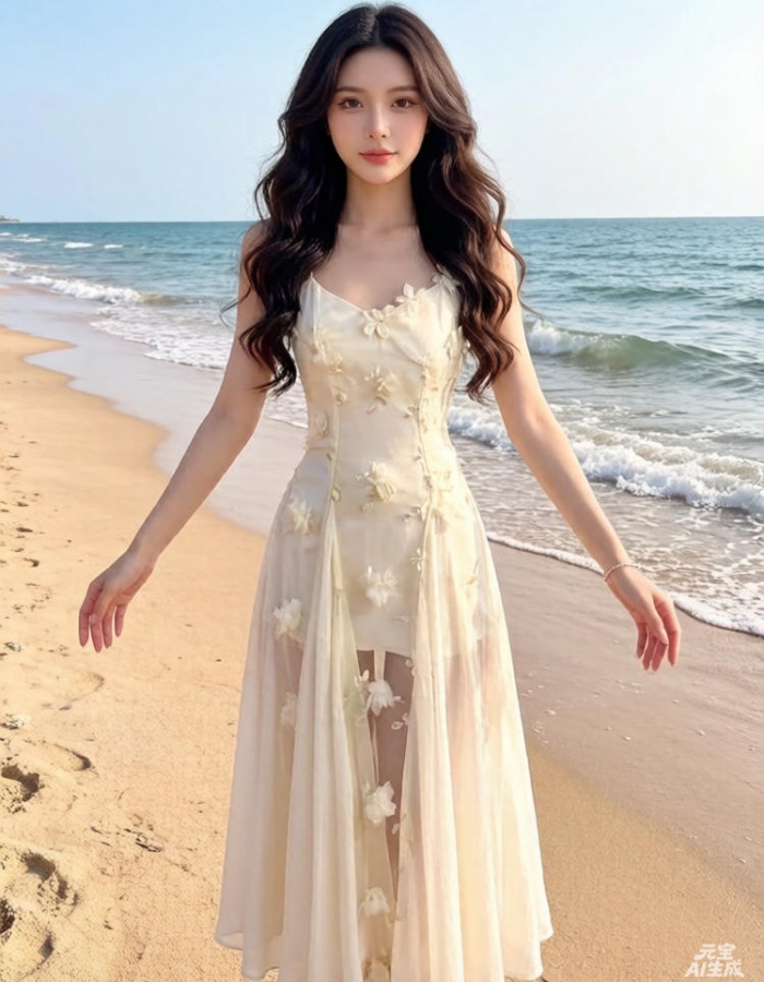 Gauze thin dress lady breathable long dress