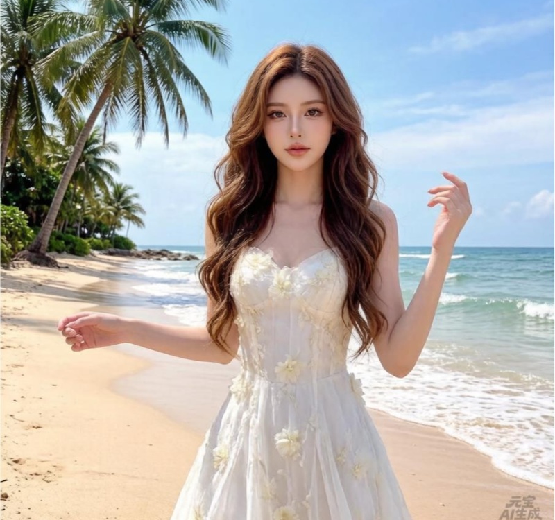 Gauze thin dress lady breathable long dress