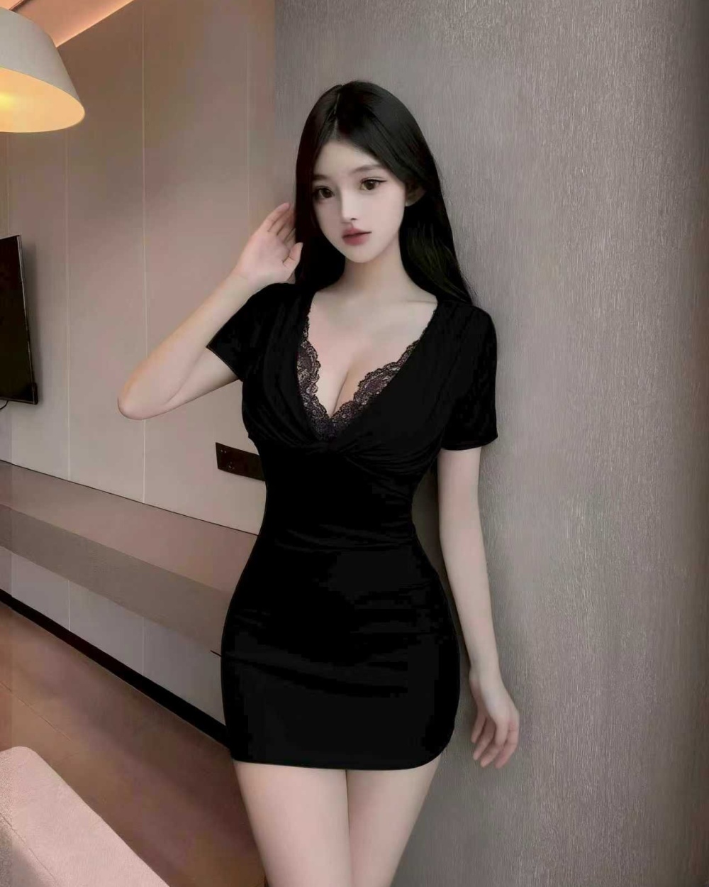 Inside the ride enticement with chest pad dress