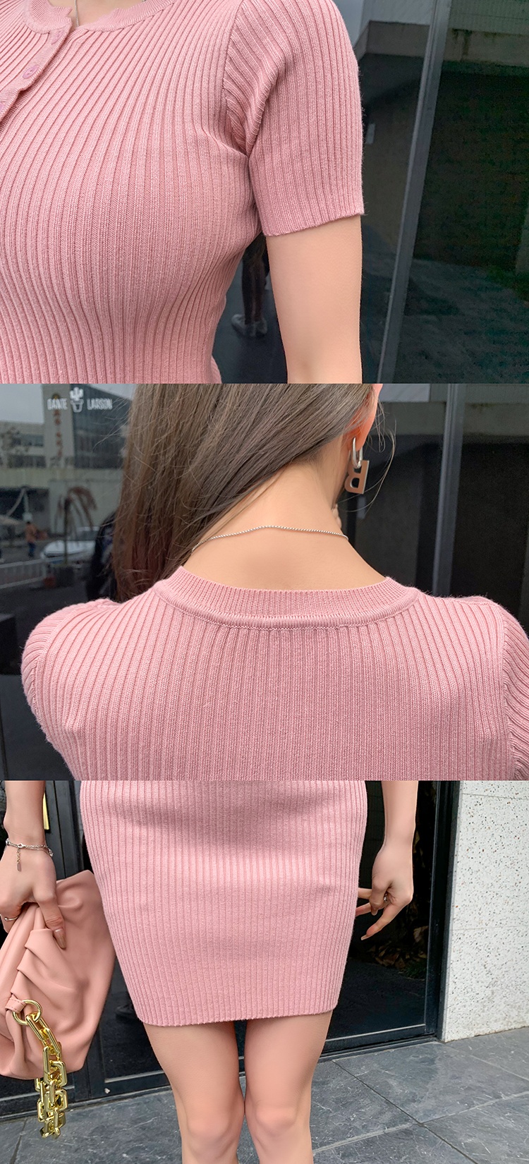 Knitted package hip slim all-match dress