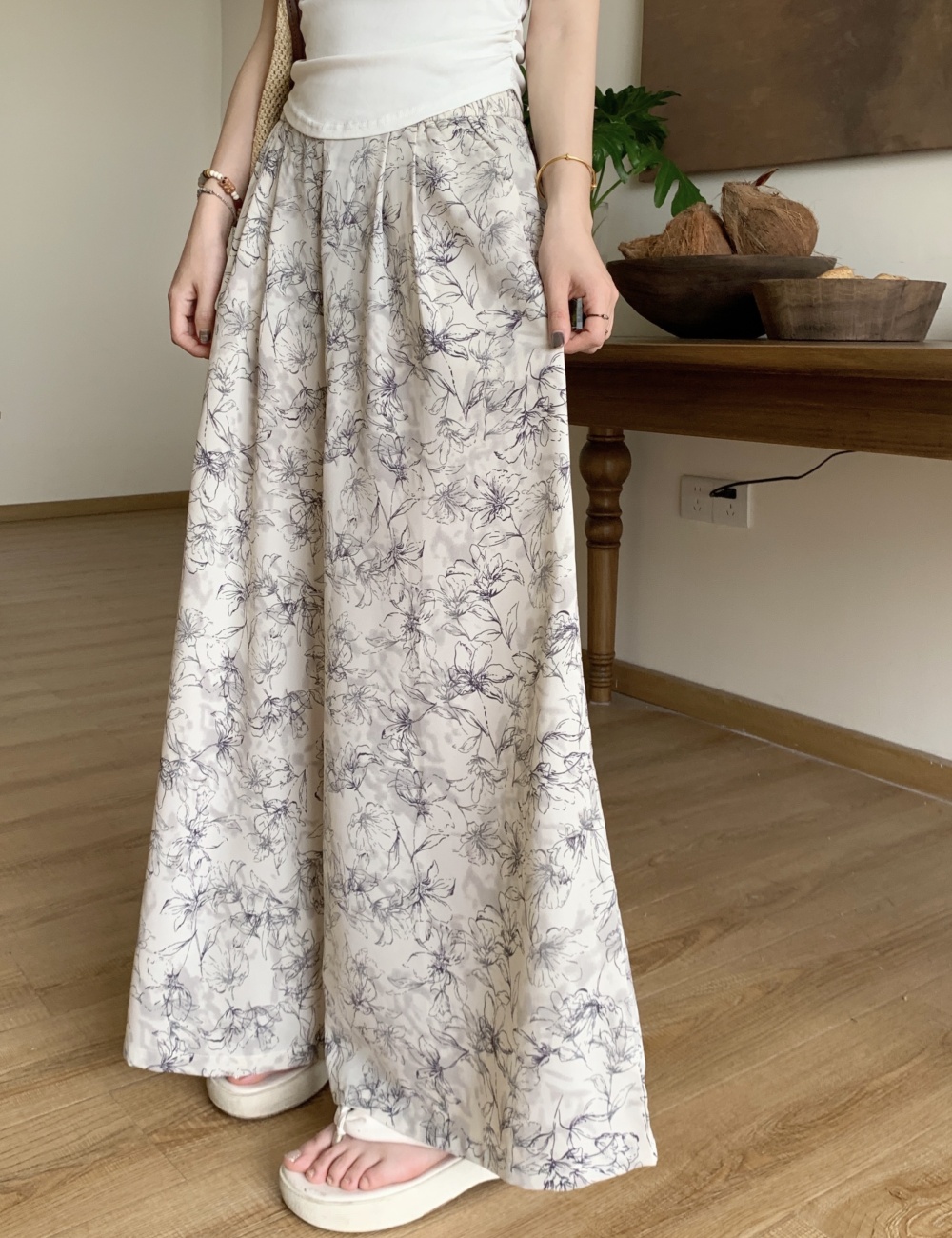 Mopping drape high waist wide leg pants lazy Casual pants