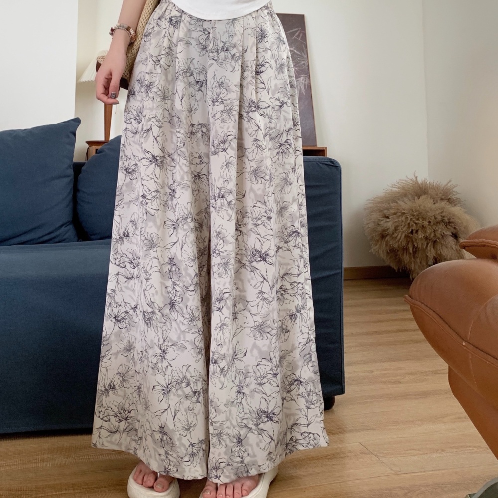 Mopping drape high waist wide leg pants lazy Casual pants