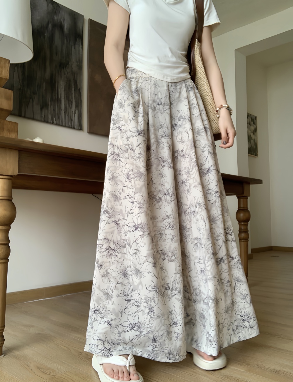 Mopping drape high waist wide leg pants lazy Casual pants