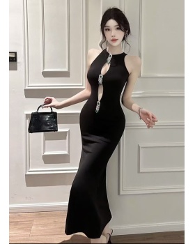 Hollow sleeveless dress package hip summer long dress for women
