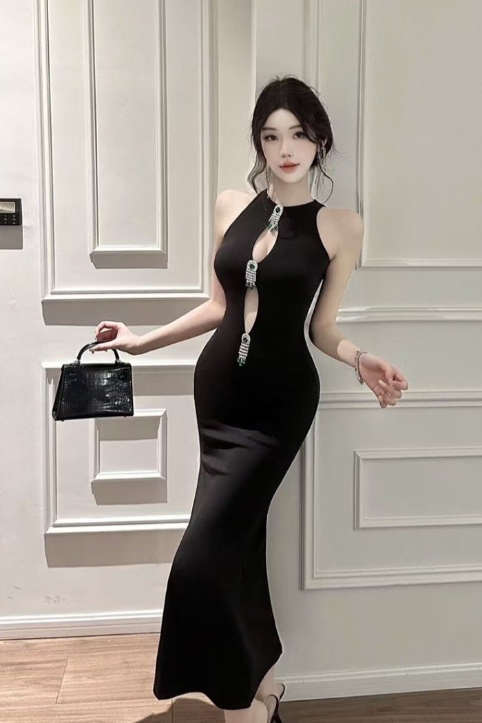 Hollow sleeveless dress package hip summer long dress for women