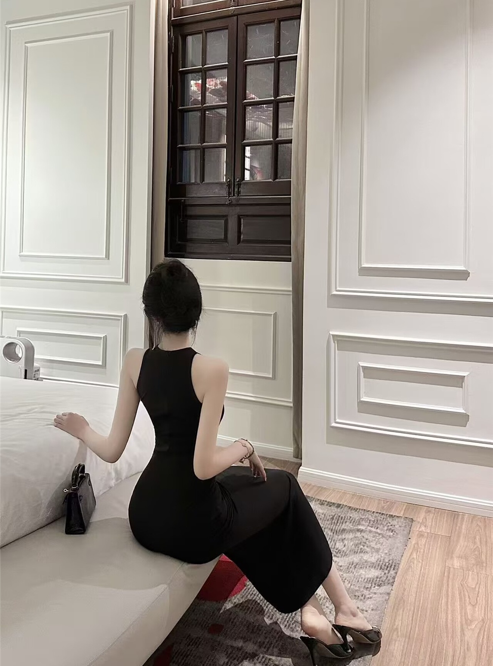 Hollow sleeveless dress package hip summer long dress for women