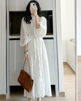 France style puff sleeve dress spring long dress for women