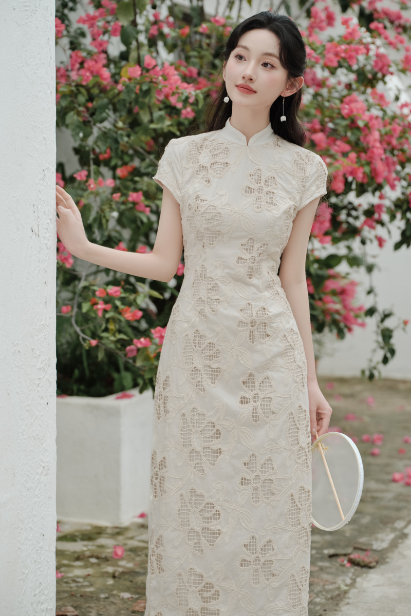 Summer hollow cheongsam small fellow Chinese style dress