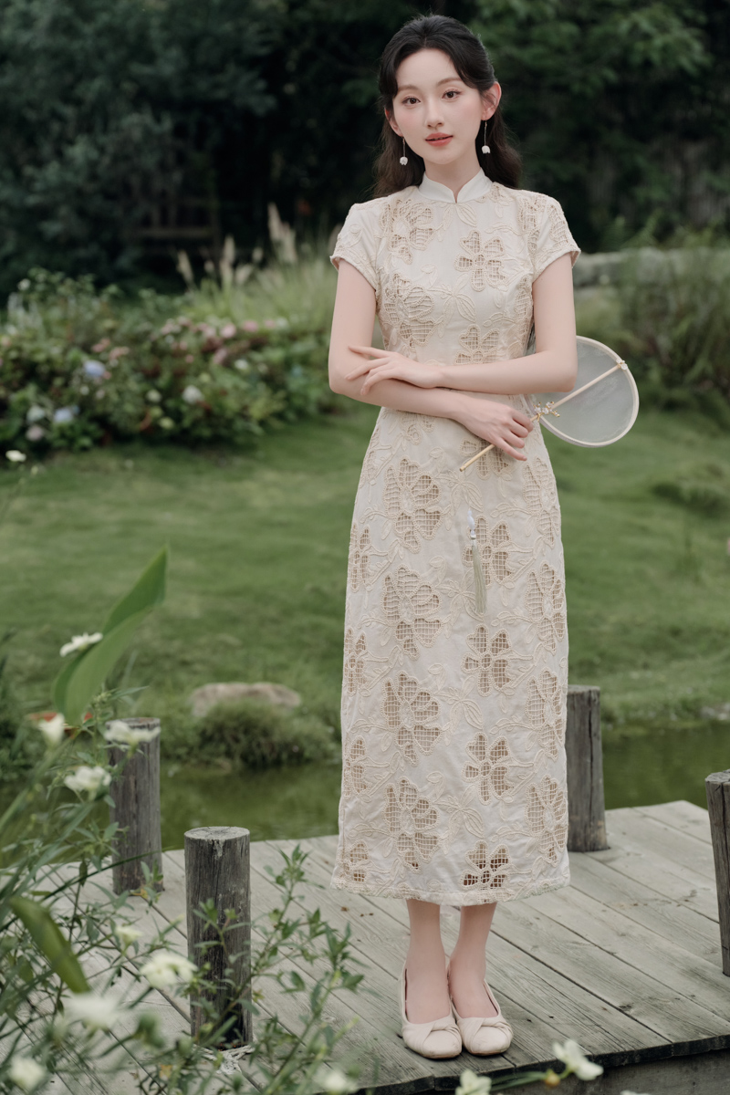 Summer hollow cheongsam small fellow Chinese style dress