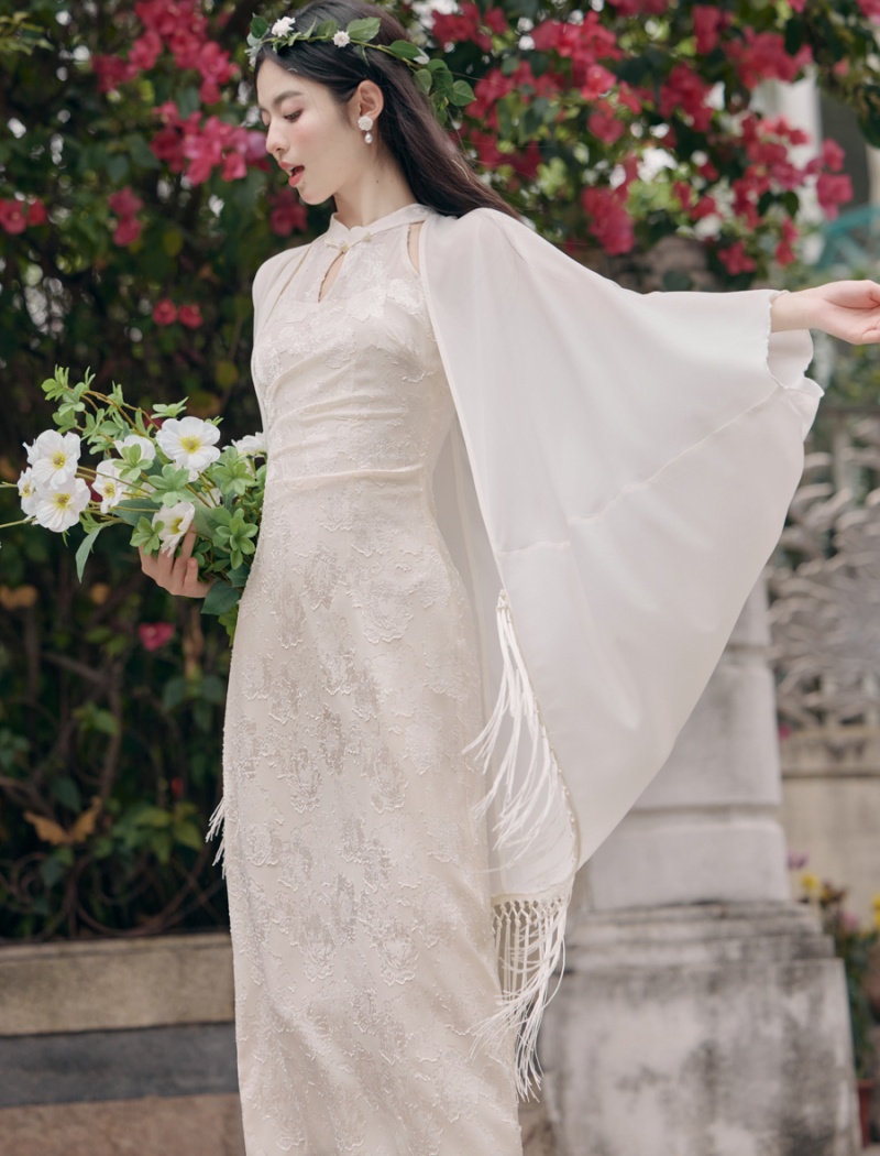 Chinese style long dress 2pcs set