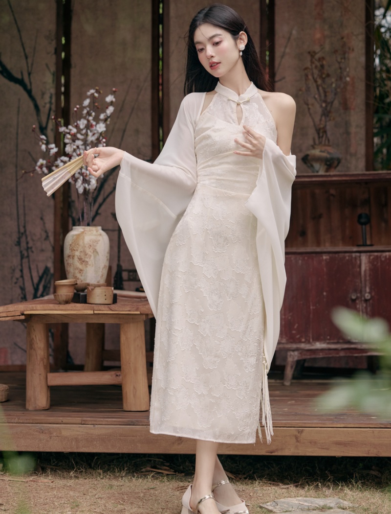 Chinese style long dress 2pcs set