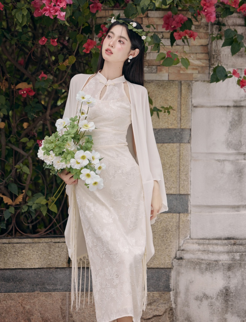 Chinese style long dress 2pcs set