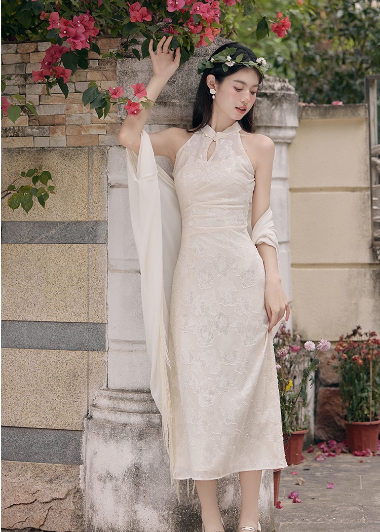 Chinese style long dress 2pcs set