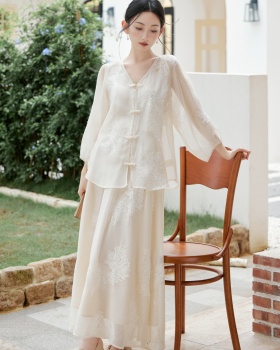 Chinese style skirt tops 2pcs set for women