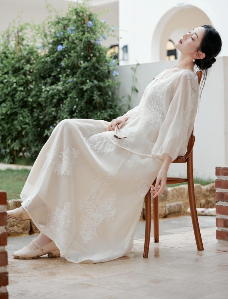 Chinese style skirt tops 2pcs set for women