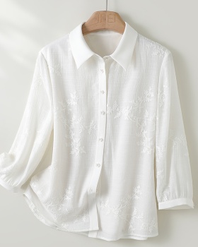Slim embroidered spring splice flowers buckle shirt
