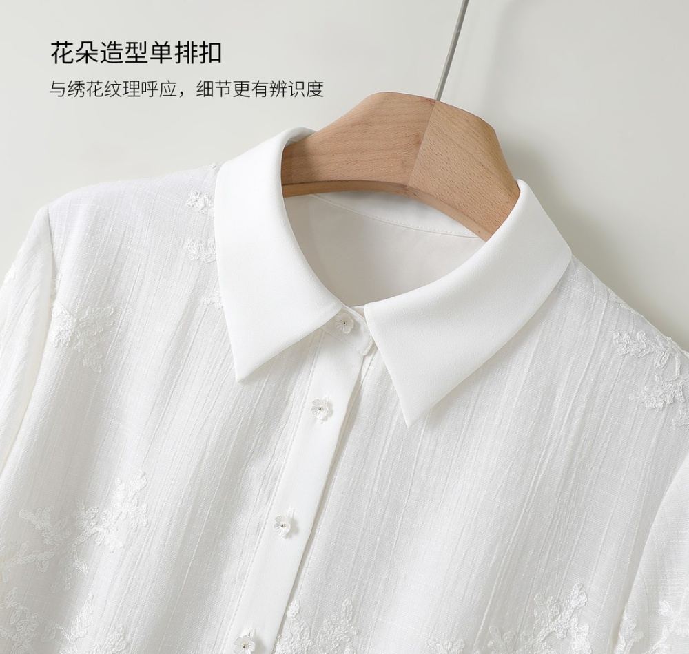 Slim embroidered spring splice flowers buckle shirt