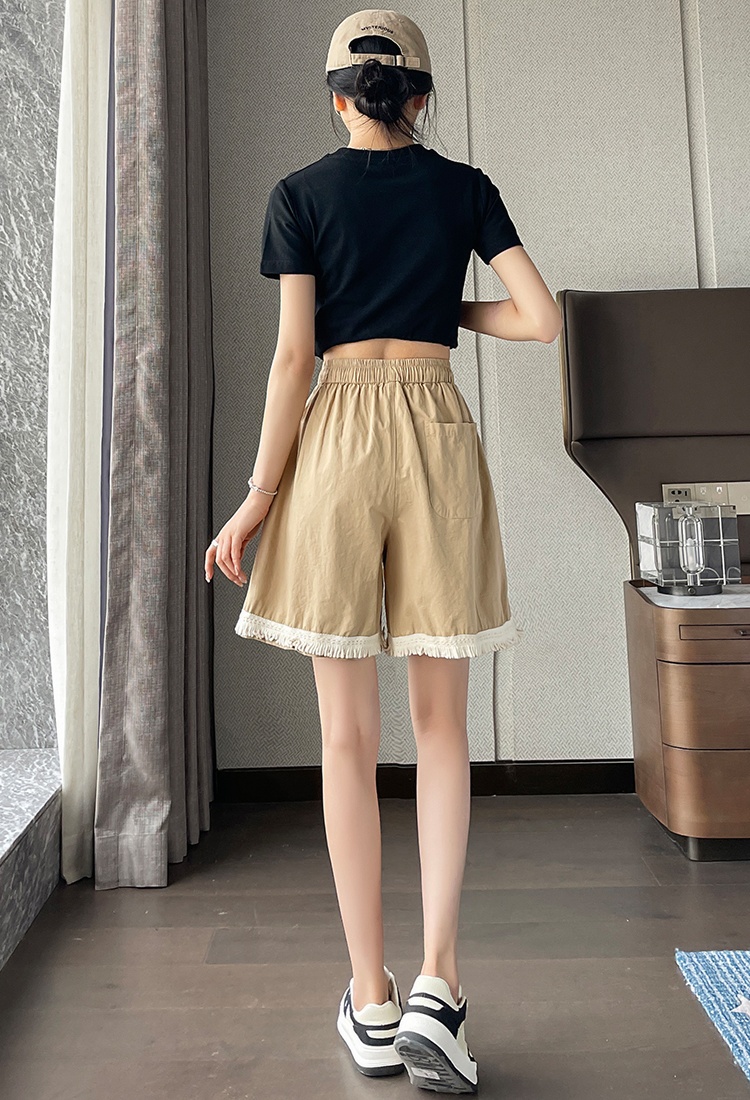 Tassels all-match vacation cotton linen shorts for women