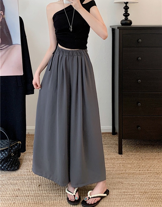 Pure long elegant culottes all-match fat loose wide leg pants