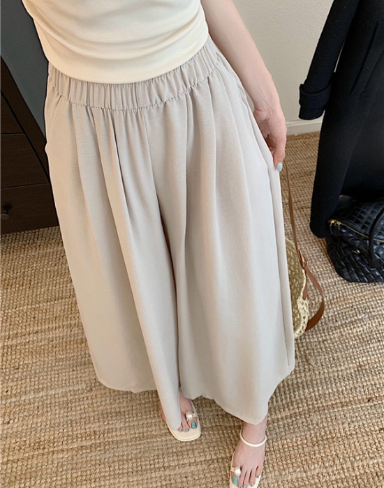 Pure long elegant culottes all-match fat loose wide leg pants
