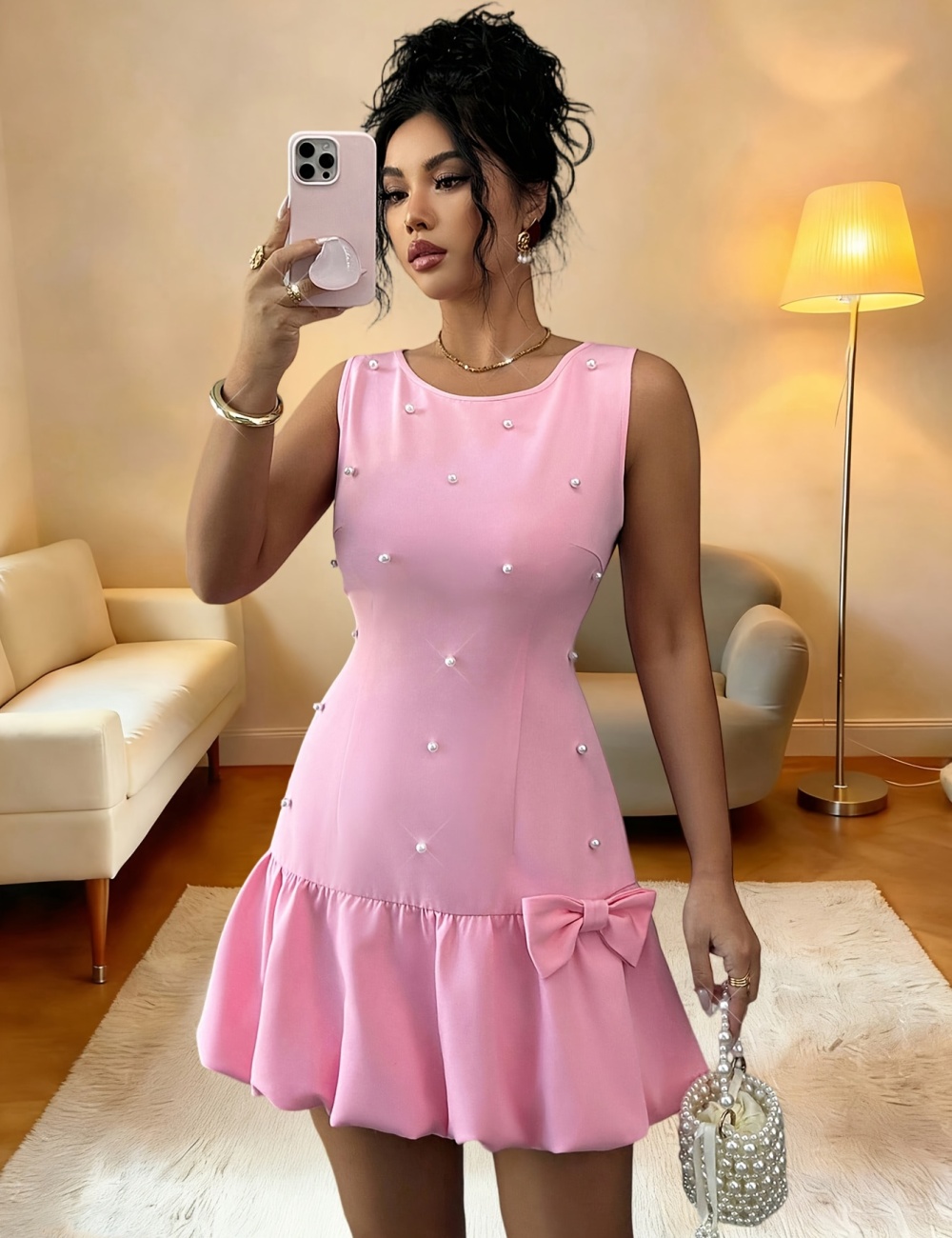 Sleeveless spring and summer round neck dress for women