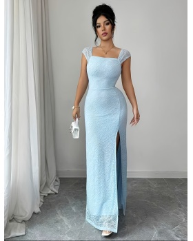 Long summer lace high slit romantic dress for women