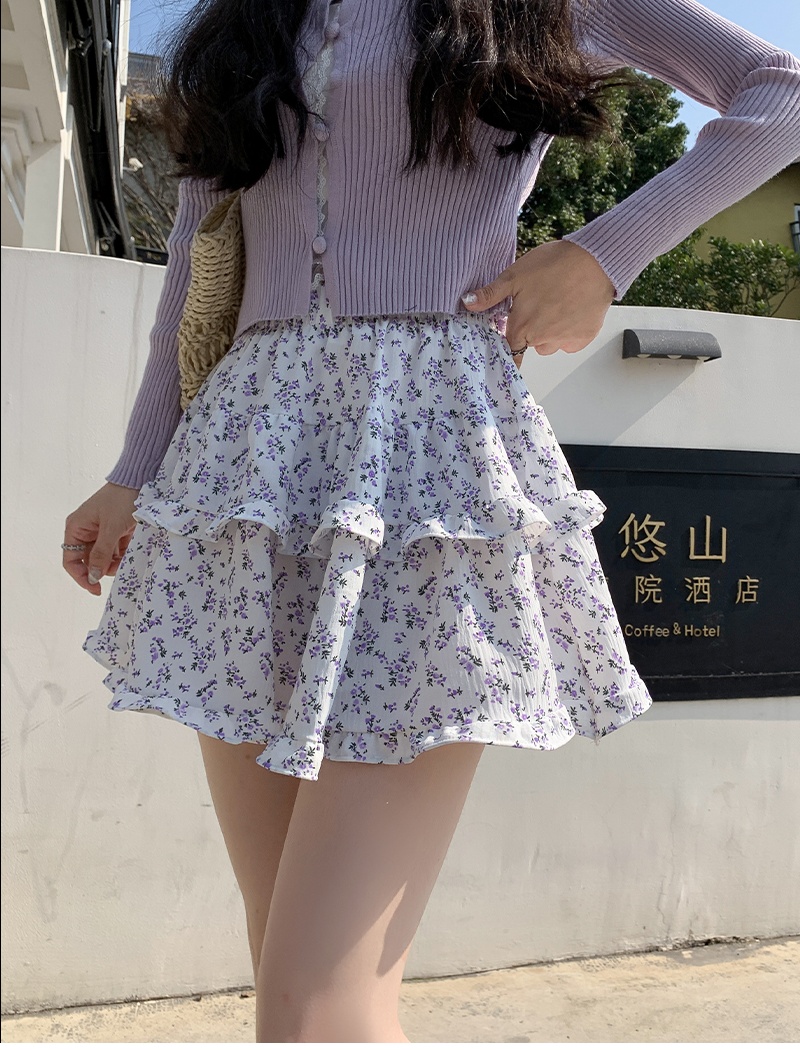 Maiden sweet lace skirt floral ballet all-match short skirt