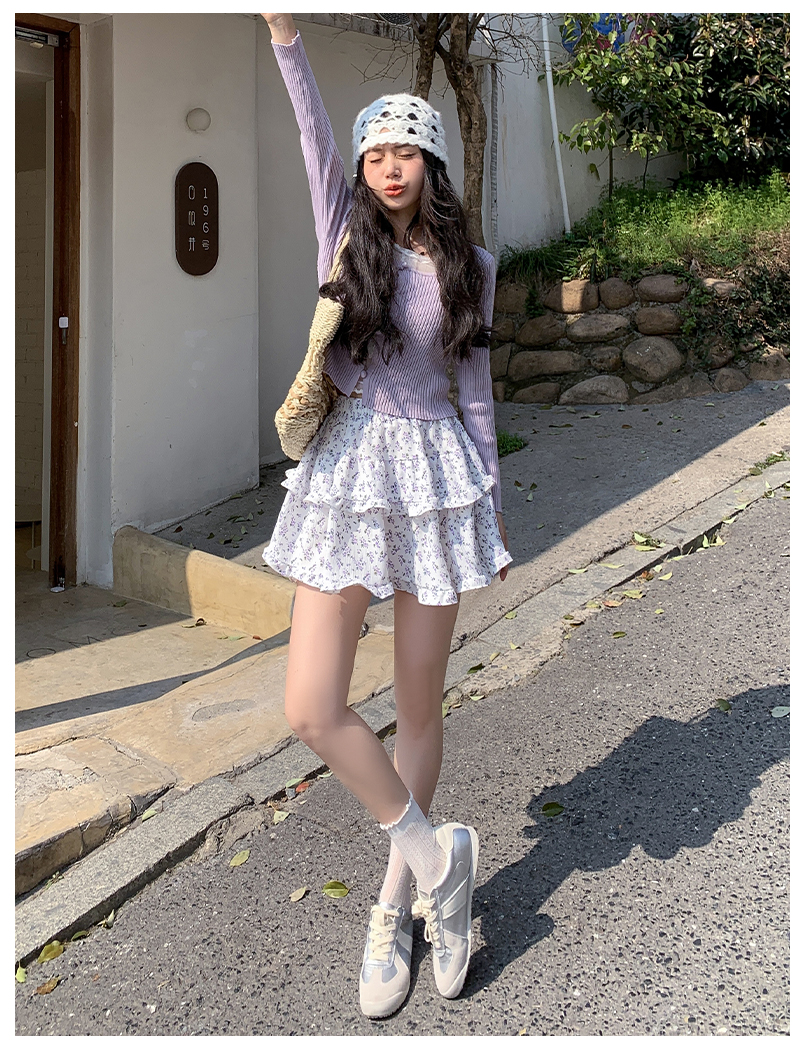 Maiden sweet lace skirt floral ballet all-match short skirt