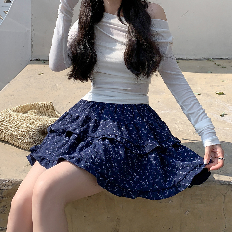 Maiden sweet lace skirt floral ballet all-match short skirt