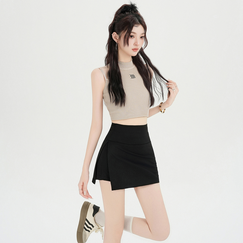 High waist short skirt split pants for women
