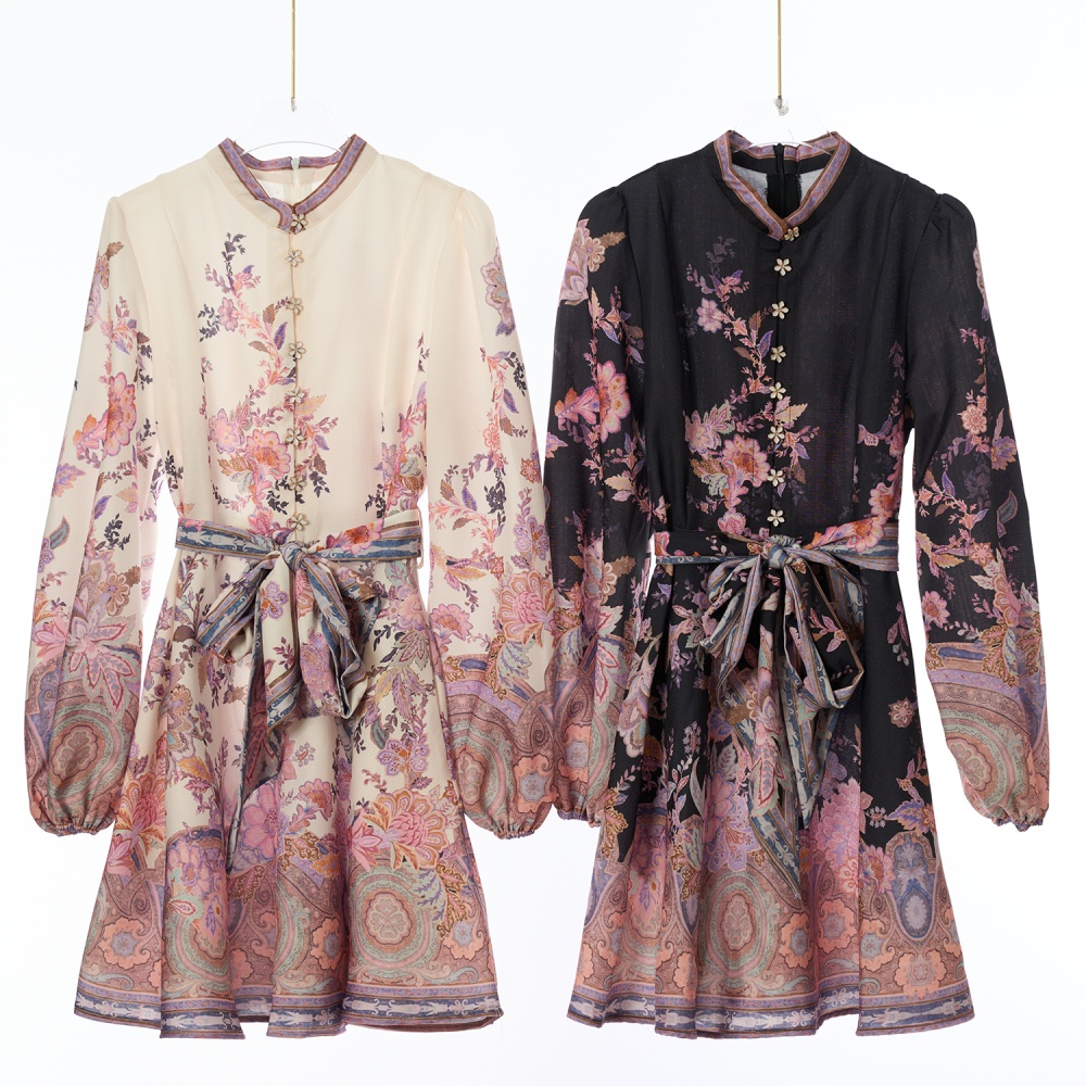 Mini spring buckle flax dress