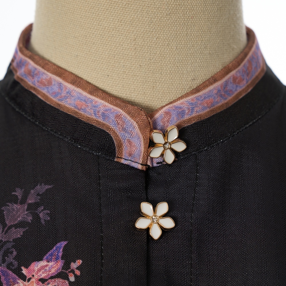 Mini spring buckle flax dress