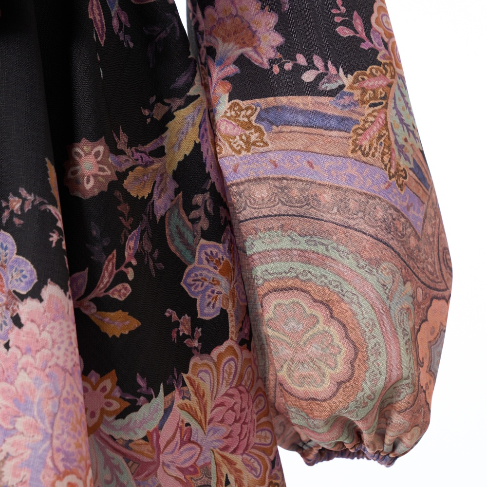 Mini spring buckle flax dress