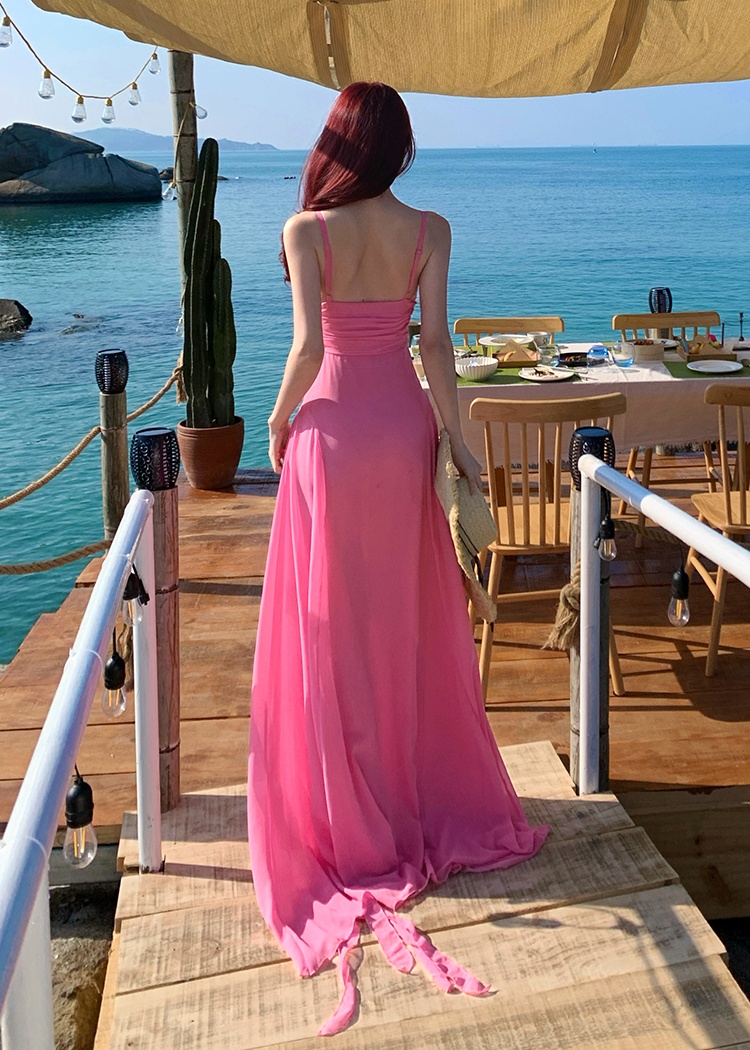 Elegant vacation formal dress irregular trailing long dress