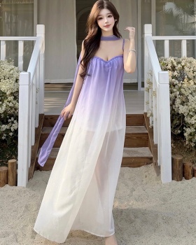 Romantic long gradient France style beautiful dress