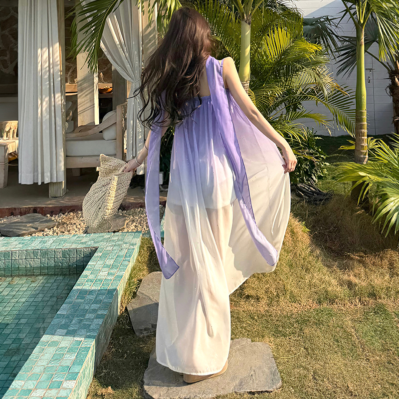 Romantic long gradient France style beautiful dress