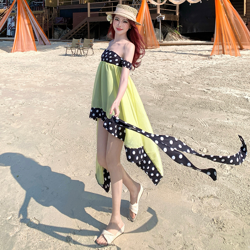 Polka dot dress spring and summer T-back for women